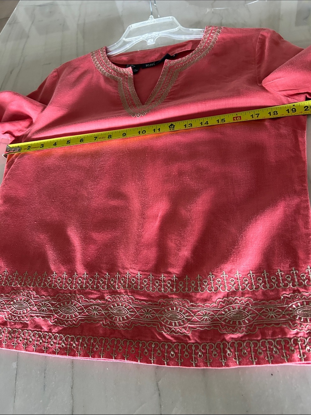 Rori Ann Linen Cotton Coral Top - Picture 7 of 8